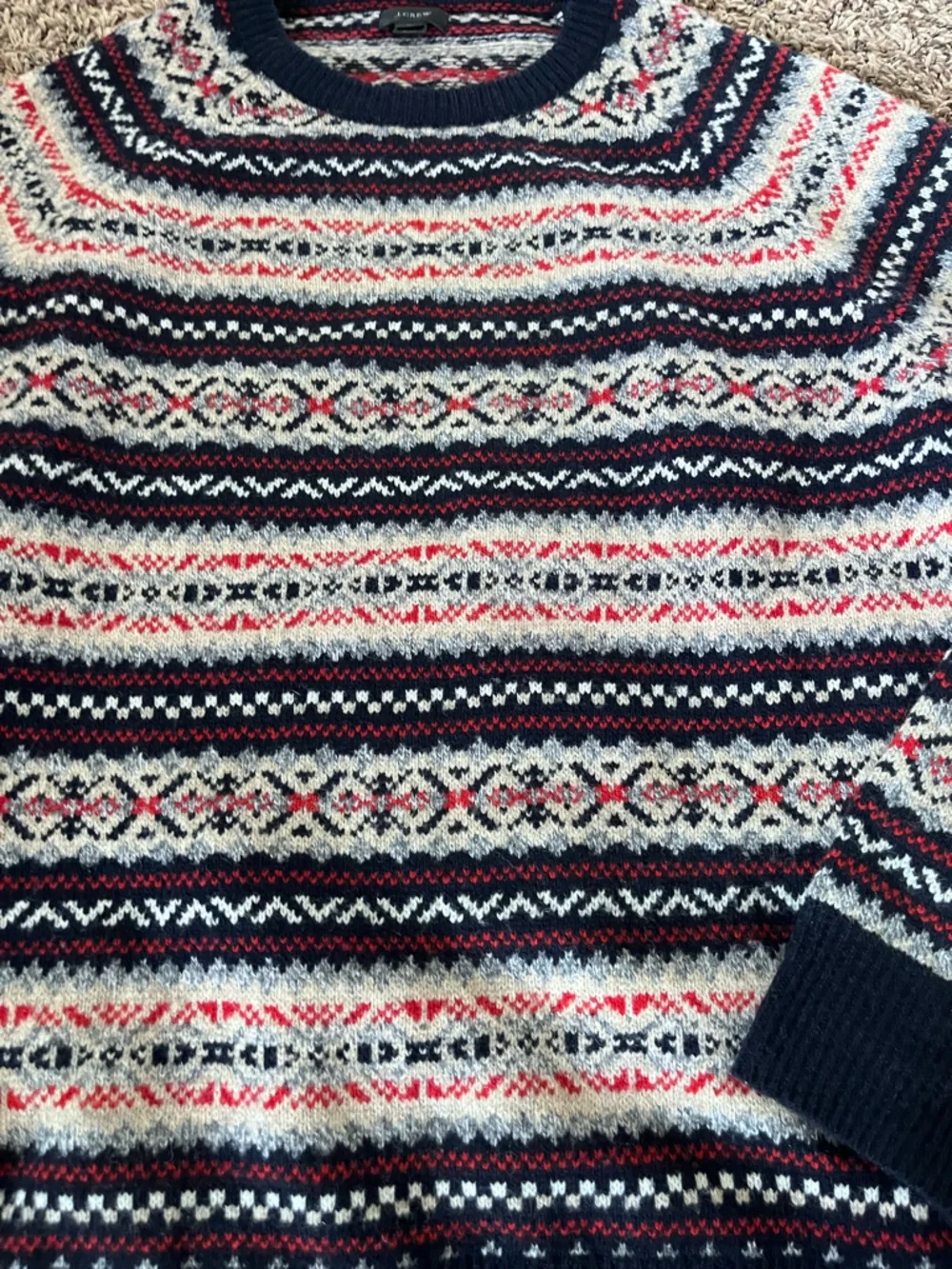 J.Crew 100% Lambswool Fair Isle Nordic Crewneck Sweater - Medium